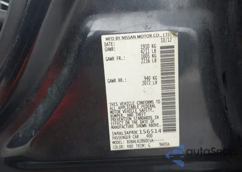 2013 Nissan Altima 2.5 S from USA, damaged, VIN 1N4AL3AP4DC156514